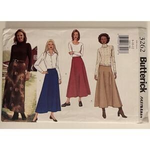 New Vtg Butterick 3262 Fast Easy Pattern Long A-Lined Flared Skirt Sz 8 10 12